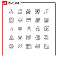 Universal Icon Symbols Group of 25 Modern Lines of support mark dessert ask glasses Editable Vector Design Elements