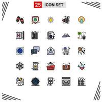 paquete de iconos de vector de stock de 25 signos y símbolos de línea para elementos de diseño de vector editables de sonido de usuario de sol de identificación de imagen