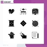 9 Thematic Vector Solid Glyphs and Editable Symbols of symbolism sign table spam food Editable Vector Design Elements