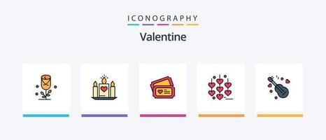 Valentine Line Filled 5 Icon Pack Including love. love. ring. day. valentine. Creative Icons Design vector