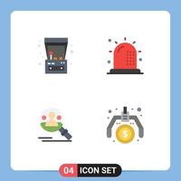 Set of 4 Modern UI Icons Symbols Signs for arcade machine find play fitness search Editable Vector Design Elements