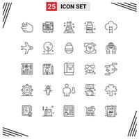 Set of 25 Modern UI Icons Symbols Signs for career coffee percent breakfast giant Editable Vector Design Elements