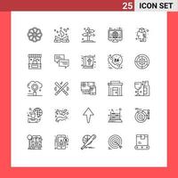 25 Thematic Vector Lines and Editable Symbols of brain screen board monitor arrow Editable Vector Design Elements