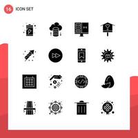 Universal Icon Symbols Group of 16 Modern Solid Glyphs of easter fire work computer spring bird house Editable Vector Design Elements