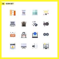 Set of 16 Modern UI Icons Symbols Signs for data stars buildings heart home door Editable Pack of Creative Vector Design Elements