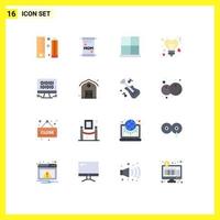 conjunto de 16 iconos de interfaz de usuario modernos símbolos signos para estrellas de datos edificios corazón puerta de casa paquete editable de elementos creativos de diseño de vectores