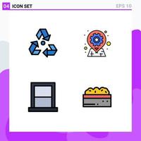 Filledline Flat Color Pack of 4 Universal Symbols of eco pin garbage geo bedroom Editable Vector Design Elements