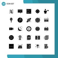 25 User Interface Solid Glyph Pack of modern Signs and Symbols of avatar target chip location products Editable Vector Design Elements