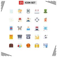Flat Color Pack of 25 Universal Symbols of detective science clipboard physics attraction Editable Vector Design Elements