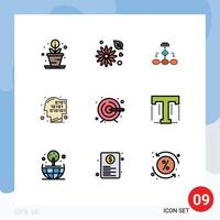 Mobile Interface Filledline Flat Color Set of 9 Pictograms of recognition code algorithm binary structure Editable Vector Design Elements