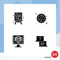 Modern Set of 4 Solid Glyphs and symbols such as canvas screen sun programming find Editable Vector Design Elements