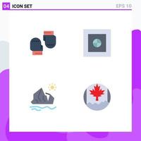 Pack of 4 Modern Flat Icons Signs and Symbols for Web Print Media such as boxing ice protective safe melting Editable Vector Design Elements