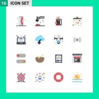 Pictogram Set of 16 Simple Flat Colors of seo mobile print baby golf Editable Pack of Creative Vector Design Elements