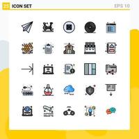 25 Filled line Flat Color concept for Websites Mobile and Apps tab browser gym music disc Editable Vector Design Elements