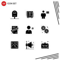 Solid Glyph Pack of 9 Universal Symbols of profile contract avatar approved debit Editable Vector Design Elements