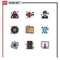 Modern Set of 9 Filledline Flat Colors Pictograph of document archive man work money Editable Vector Design Elements