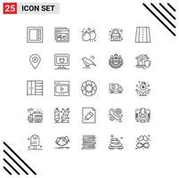 Set of 25 Modern UI Icons Symbols Signs for way perspective bomb security encryption Editable Vector Design Elements