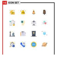 16 User Interface Flat Color Pack of modern Signs and Symbols of mouse click marketing cart summer Editable Pack of Creative Vector Design Elements