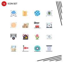 Group of 16 Flat Colors Signs and Symbols for moon wifi global iot internet Editable Pack of Creative Vector Design Elements