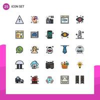 25 iconos creativos, signos y símbolos modernos del servidor de vista, código de ojo vivo, elementos de diseño vectorial editables vector