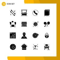 Universal Icon Symbols Group of 16 Modern Solid Glyphs of trees bench phone park file Editable Vector Design Elements