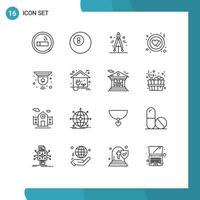 16 User Interface Outline Pack of modern Signs and Symbols of energy device smart science closed cctv Editable Vector Design Elements