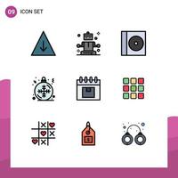 Set of 9 Modern UI Icons Symbols Signs for product management disc delivery winter Editable Vector Design Elements