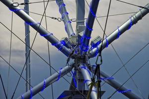 metallic web structure at sunset photo