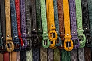 leather belts in italian shop in florence photo