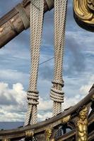 sail ship shrouds detail on sky photo