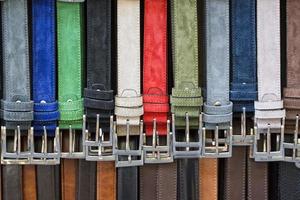 leather belts in italian shop in florence photo