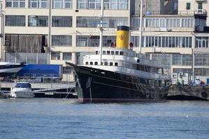 old ship in harbor photo