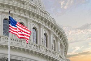 Washington DC Capitol view on cloudy sky background photo