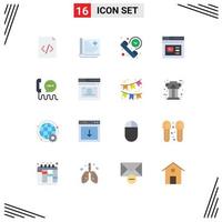 paquete de iconos de vectores de stock de 16 signos y símbolos de línea para el tiempo de la página de llamada web de video paquete editable de elementos creativos de diseño de vectores