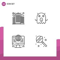 Universal Icon Symbols Group of 4 Modern Filledline Flat Colors of building network monster computer candy Editable Vector Design Elements