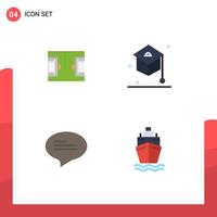 4 Universal Flat Icons Set for Web and Mobile Applications football conversation soccer school ship Editable Vector Design Elements