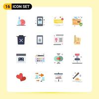 Universal Icon Symbols Group of 16 Modern Flat Colors of bin security chat protection unread Editable Pack of Creative Vector Design Elements