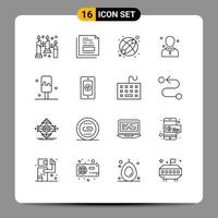 Pack of 16 Modern Outlines Signs and Symbols for Web Print Media such as cream man office male christian Editable Vector Design Elements