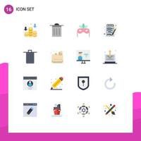 Pack of 16 Modern Flat Colors Signs and Symbols for Web Print Media such as soap garbage masquerade delete basket Editable Pack of Creative Vector Design Elements