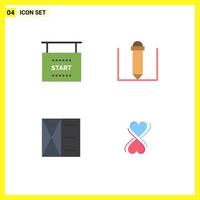 Mobile Interface Flat Icon Set of 4 Pictograms of flag wallet start accessories eight Editable Vector Design Elements