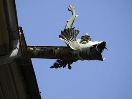 Graz austria roofs detail sea monster copper gutter photo