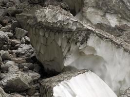 The view of workers cover Marmolada glacier during summer time preventing ice melting, Trentino-Alto Adige, Italy. photo