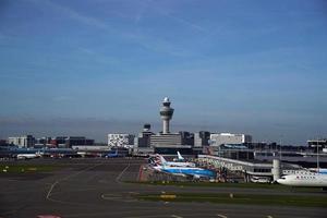 AMSTERDAM, NETHERLANDS - OCTOBER 26 2022 Schiphol Airport in Amsterdam, aerial view after taking off photo