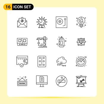 16 Universal Outlines Set for Web and Mobile Applications gas bulb devices light vinyl Editable Vector Design Elements