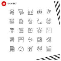 Set of 25 Vector Lines on Grid for nature catkin sport buds money Editable Vector Design Elements