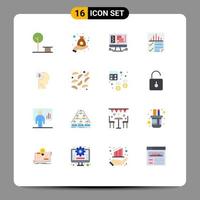 16 Universal Flat Color Signs Symbols of business report computer page data Editable Pack of Creative Vector Design Elements