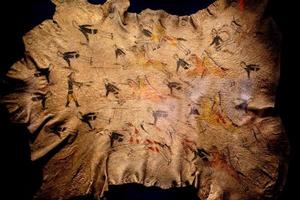 little big horn battle cheyenne painting on buffalo skin photo