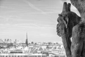 notre dame gorgoyle parís vista foto