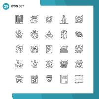 Group of 25 Lines Signs and Symbols for stock computer settings cable transportation Editable Vector Design Elements