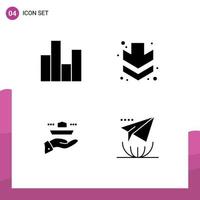 4 Thematic Vector Solid Glyphs and Editable Symbols of bar resturant finance down lunch Editable Vector Design Elements